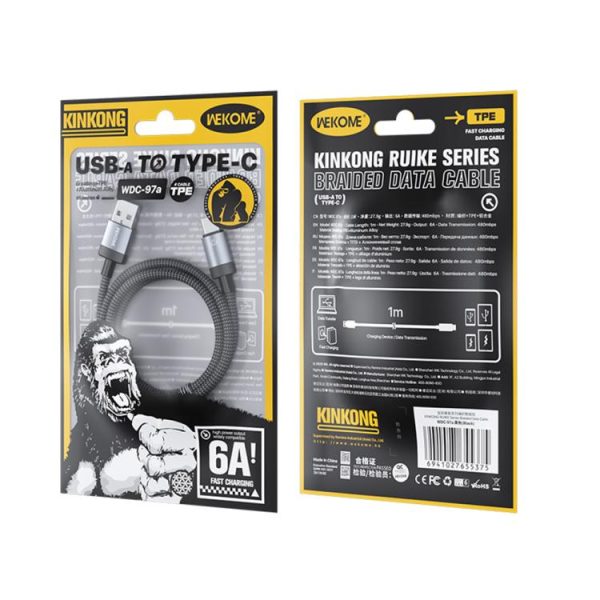 EDA008388701A_2.jpg WK WDC-97 Kingkong Ruike Series Braided Charging Data Cable, Length: 1m, USB to Type-C, USB to 8 Pin, USB to Micro USB