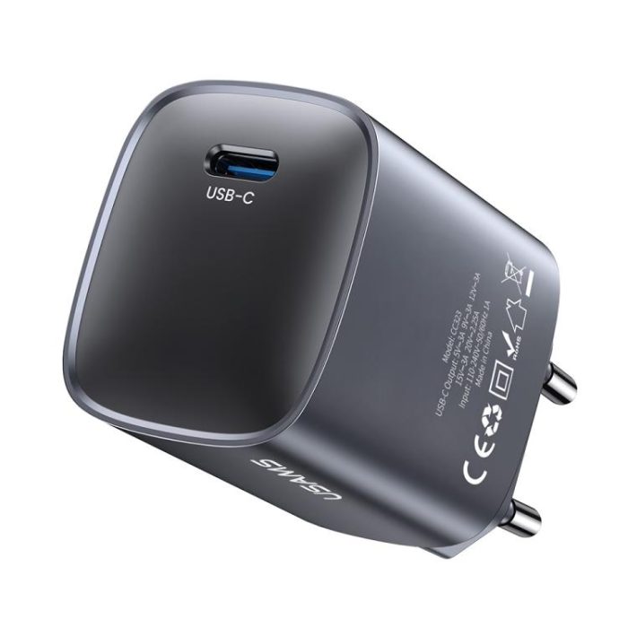 USAMS CC323 T66 45W USB-C / Type-C GaN Fast Charger, EU Plug, CC323
