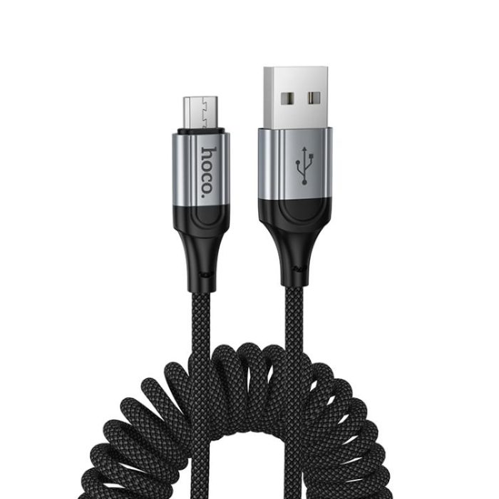 hoco X121 Nuevo Charging USB-A to Micro Spring Braided Data Cable, USB-A to Micro