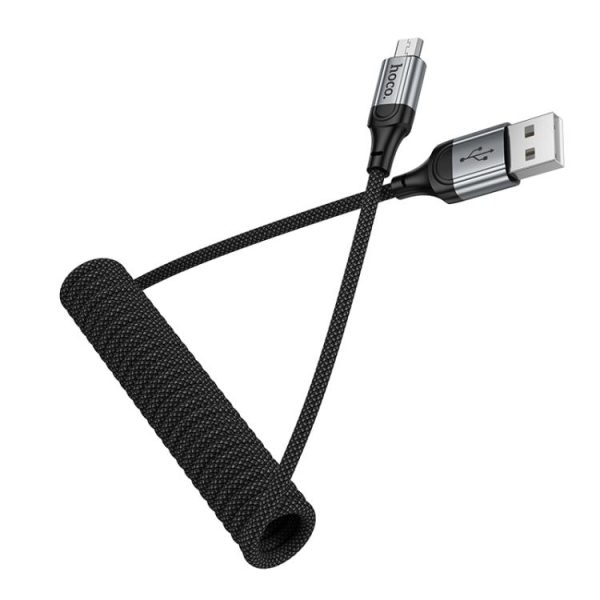 EDA008734701A_2.jpg hoco X121 Nuevo Charging USB-A to Micro Spring Braided Data Cable, USB-A to Micro