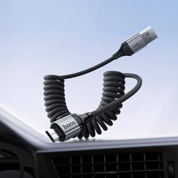 EDA008734701A_7.jpg hoco X121 Nuevo Charging USB-A to Micro Spring Braided Data Cable, USB-A to Micro