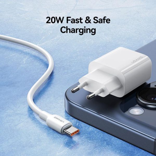 EDA008818701A_10.jpg USAMS CC226 T65 PD20W USB-C / Type-C Single Port Fast Charger, EU Plug, CC226