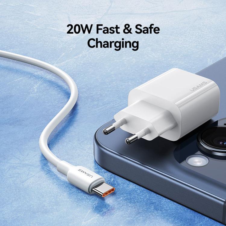 USAMS CC226 T65 PD20W USB-C / Type-C Single Port Fast Charger, EU Plug, CC226 11 USAMS CC226 T65 PD20W USB-C / Type-C Single Port Fast Charger, EU Plug, CC226 - Image 11