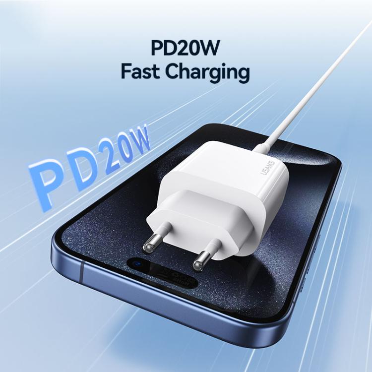 USAMS CC226 T65 PD20W USB-C / Type-C Single Port Fast Charger, EU Plug, CC226 5 USAMS CC226 T65 PD20W USB-C / Type-C Single Port Fast Charger, EU Plug, CC226 - Image 5