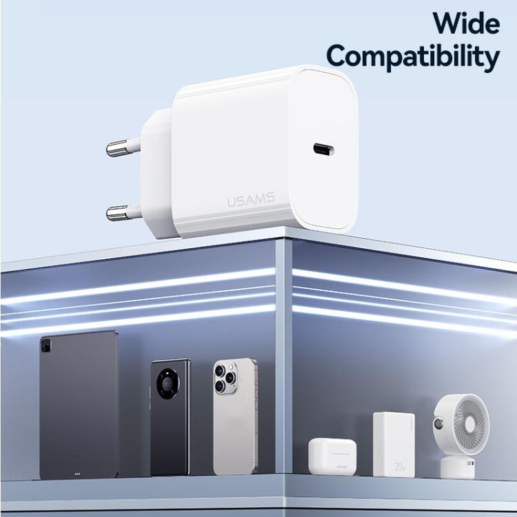 USAMS CC226 T65 PD20W USB-C / Type-C Single Port Fast Charger, EU Plug, CC226 6 USAMS CC226 T65 PD20W USB-C / Type-C Single Port Fast Charger, EU Plug, CC226 - Image 6