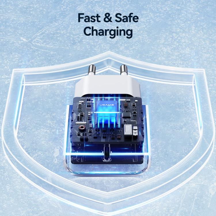 USAMS CC226 T65 PD20W USB-C / Type-C Single Port Fast Charger, EU Plug, CC226 7 USAMS CC226 T65 PD20W USB-C / Type-C Single Port Fast Charger, EU Plug, CC226 - Image 7