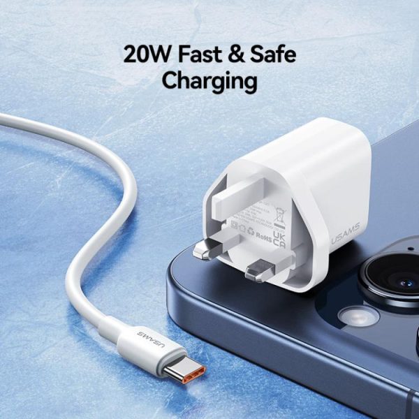 EDA008818901A_10.jpg USAMS CC227 T65 PD20W USB-C / Type-C Single Port Fast Charger, UK Plug, CC227