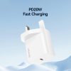 EDA008818901A_2.jpg USAMS CC227 T65 PD20W USB-C / Type-C Single Port Fast Charger, UK Plug, CC227