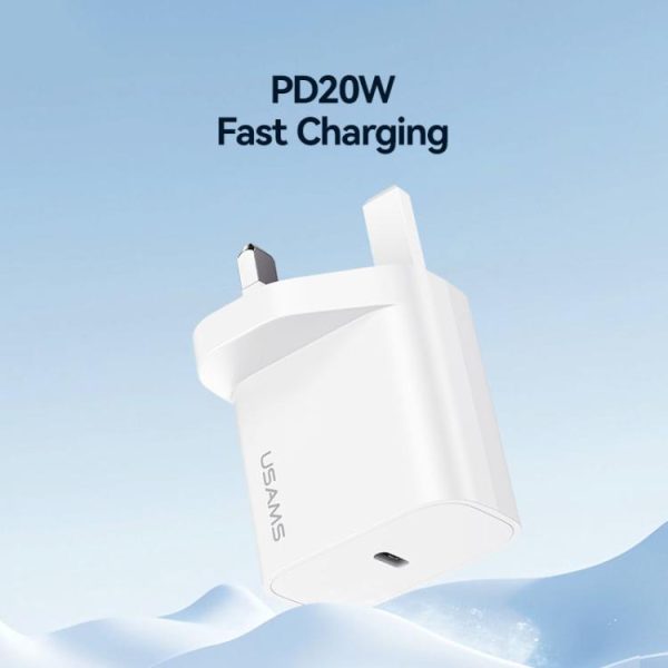 EDA008818901A_2.jpg USAMS CC227 T65 PD20W USB-C / Type-C Single Port Fast Charger, UK Plug, CC227