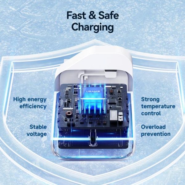 EDA008818901A_5.jpg USAMS CC227 T65 PD20W USB-C / Type-C Single Port Fast Charger, UK Plug, CC227