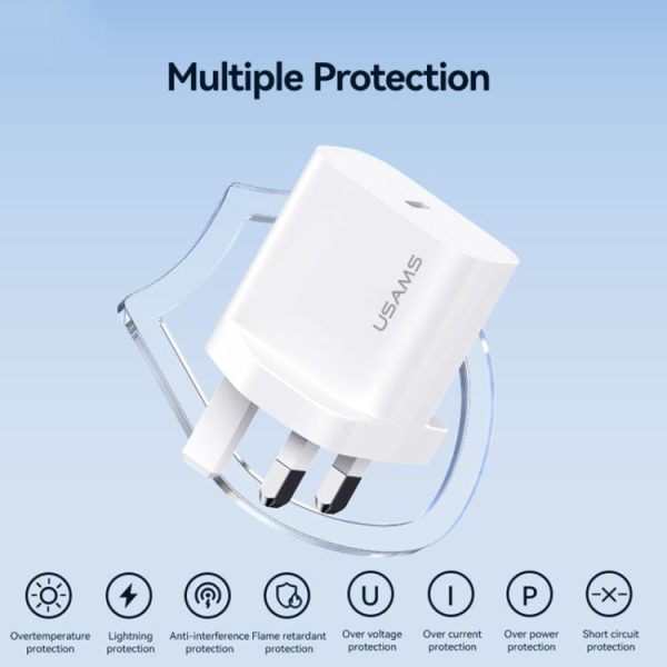 EDA008818901A_7.jpg USAMS CC227 T65 PD20W USB-C / Type-C Single Port Fast Charger, UK Plug, CC227