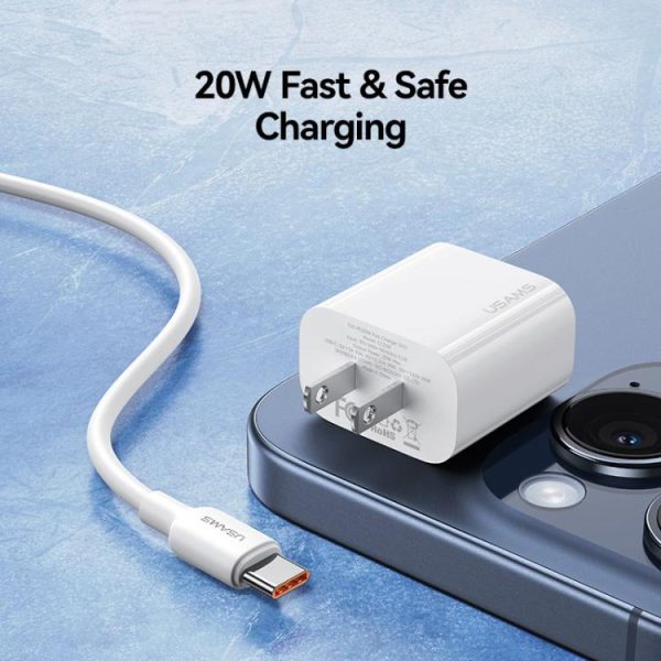 USAMS CC228 T65 PD20W USB-C / Type-C Single Port Fast Charger, US Plug, CC228