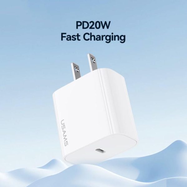 USAMS CC228 T65 PD20W USB-C / Type-C Single Port Fast Charger, US Plug, CC228