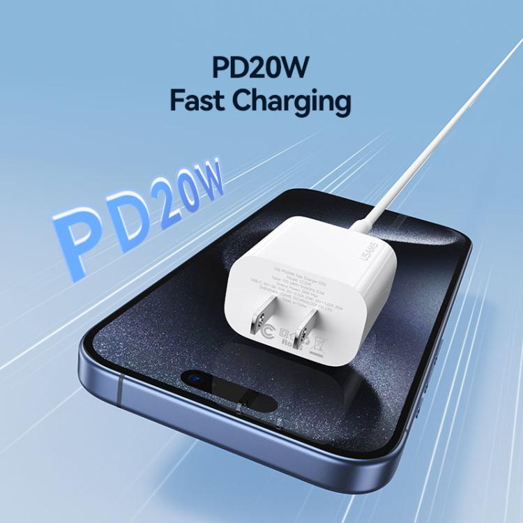 USAMS CC228 T65 PD20W USB-C / Type-C Single Port Fast Charger, US Plug, CC228 4 USAMS CC228 T65 PD20W USB-C / Type-C Single Port Fast Charger, US Plug, CC228 - Image 4