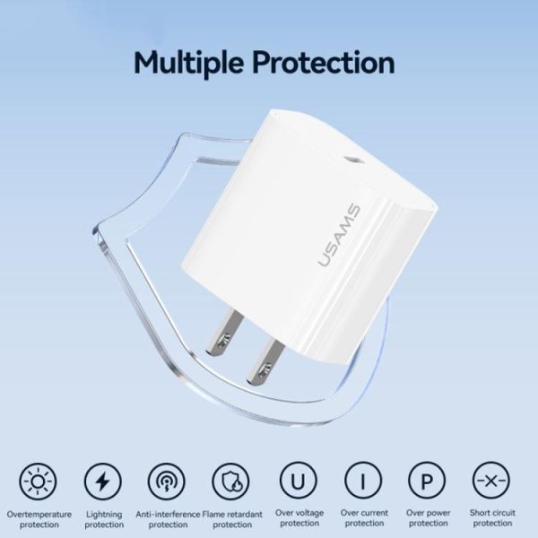 USAMS CC228 T65 PD20W USB-C / Type-C Single Port Fast Charger, US Plug, CC228