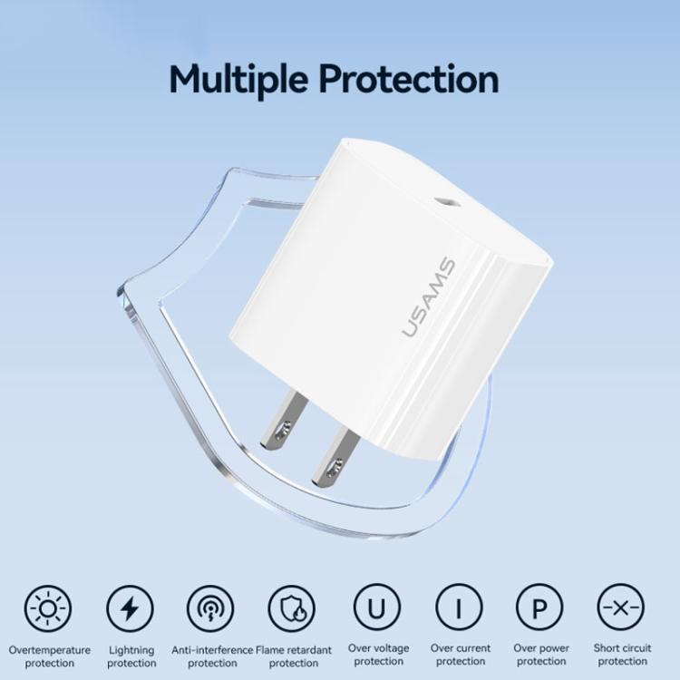 USAMS CC228 T65 PD20W USB-C / Type-C Single Port Fast Charger, US Plug, CC228 9 USAMS CC228 T65 PD20W USB-C / Type-C Single Port Fast Charger, US Plug, CC228 - Image 9