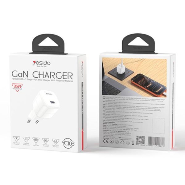 Yesido YC103 PD 35W Type-C Mini Ice Cube Fast Charger, EU Plug
