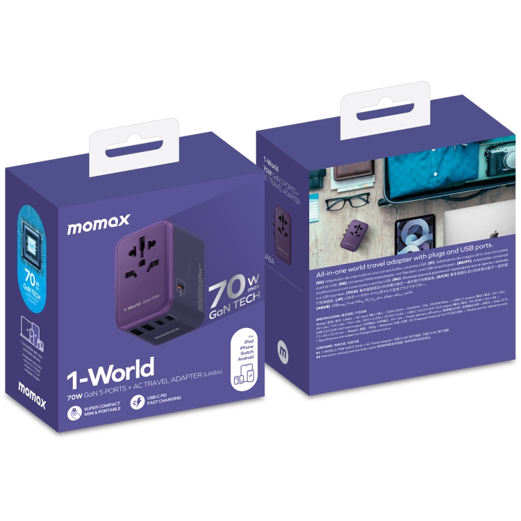 MOMAX 1-World UA8 PD 70W Fast Charger Power Adapter, UA8 6 MOMAX 1-World UA8 PD 70W Fast Charger Power Adapter, UA8 - Image 6
