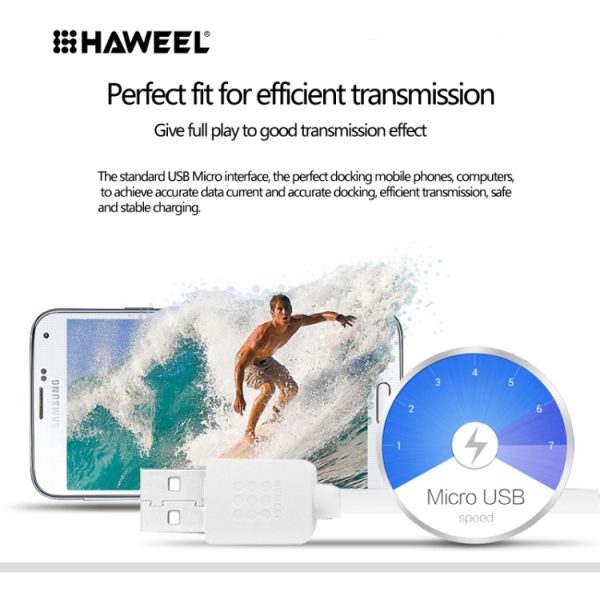 HWL-1013W_6.jpg HAWEEL 3m High Speed Micro USB to USB Data Sync Charging Cable For Samsung, Xiaomi, Huawei, LG, HTC, The Devices with Micro USB Port, Micro USB 3m