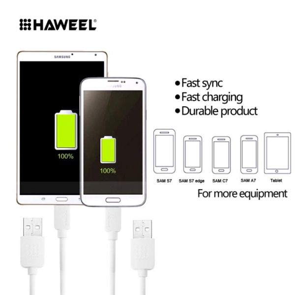 HWL-1013W_7.jpg HAWEEL 3m High Speed Micro USB to USB Data Sync Charging Cable For Samsung, Xiaomi, Huawei, LG, HTC, The Devices with Micro USB Port, Micro USB 3m