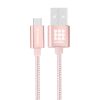 HWL1024RG_2.jpg HAWEEL 1m Woven Style Metal Head 3A High Current Micro USB to USB Sync Data Charging Cable, For Samsung, Huawei, Xiaomi, LG, HTC and other Smartphones(Rose Gold)