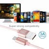 HWL1024RG_4.jpg HAWEEL 1m Woven Style Metal Head 3A High Current Micro USB to USB Sync Data Charging Cable, For Samsung, Huawei, Xiaomi, LG, HTC and other Smartphones(Rose Gold)