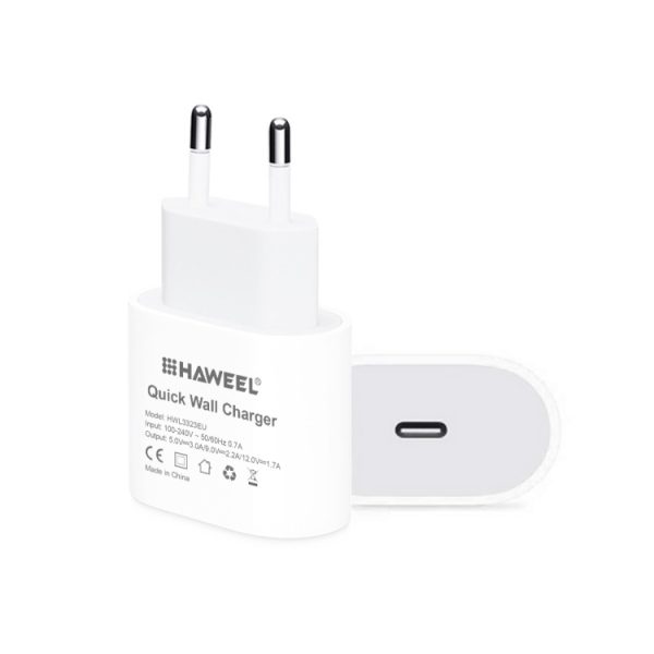 HWL3323EU-1.jpg HAWEEL PD 20W Single USB-C / Type-C Interface QC Travel Charger, Support Full QC Protocol, EU Plug, QC Charger EU Plug