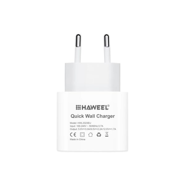 HWL3323EU_1.jpg HAWEEL PD 20W Single USB-C / Type-C Interface QC Travel Charger, Support Full QC Protocol, EU Plug, QC Charger EU Plug