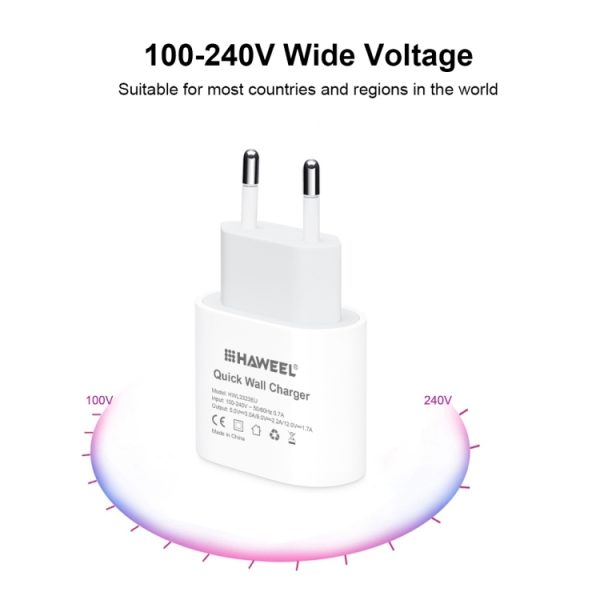 HWL3323EU_4.jpg HAWEEL PD 20W Single USB-C / Type-C Interface QC Travel Charger, Support Full QC Protocol, EU Plug, QC Charger EU Plug