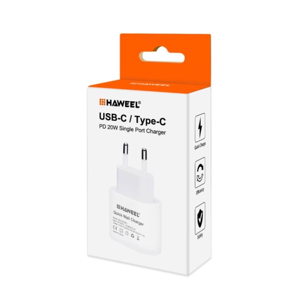 HWL3323EU_8.jpg HAWEEL PD 20W Single USB-C / Type-C Interface QC Travel Charger, Support Full QC Protocol, EU Plug, QC Charger EU Plug