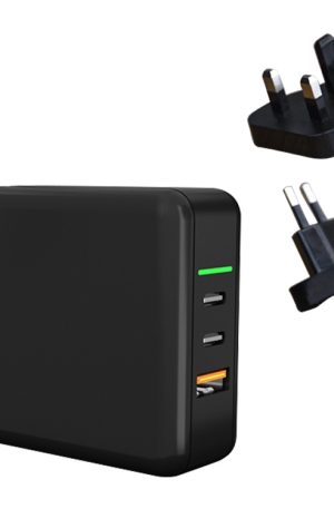 65W USB Ports x 1 + Type-C Port x 2 GaN Portable Mini Fast Charger Travel Charger with UK & US & EU Plug Set