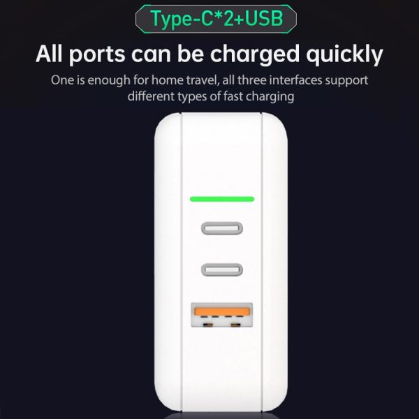 IP8G0673B_7.jpg 65W USB Ports x 1 + Type-C Port x 2 GaN Portable Mini Fast Charger Travel Charger with UK & US & EU Plug Set
