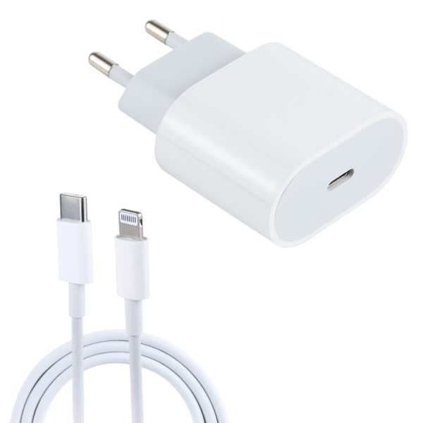 IP8G0793.jpg L-012 2 in 1 20W PD USB-C / Type-C Interface Travel Charger + USB-C / Type-C to 8 Pin Data Cable Set, EU Plug