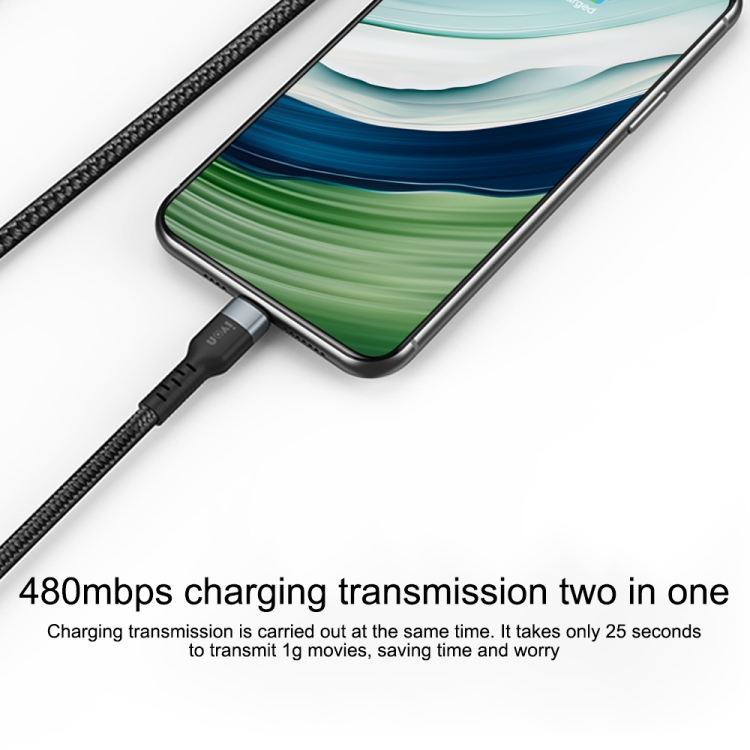 IVON CA88 12W 2.4A USB to Micro USB Nylon Braid Fast Charge Data Cable, Cable Length: 1m, Micro USB 2 IVON CA88 12W 2.4A USB to Micro USB Nylon Braid Fast Charge Data Cable, Cable Length: 1m, Micro USB - Image 2
