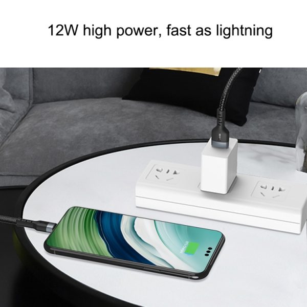IP8G3418B_2.jpg IVON CA88 12W 2.4A USB to Micro USB Nylon Braid Fast Charge Data Cable, Cable Length: 1m, Micro USB