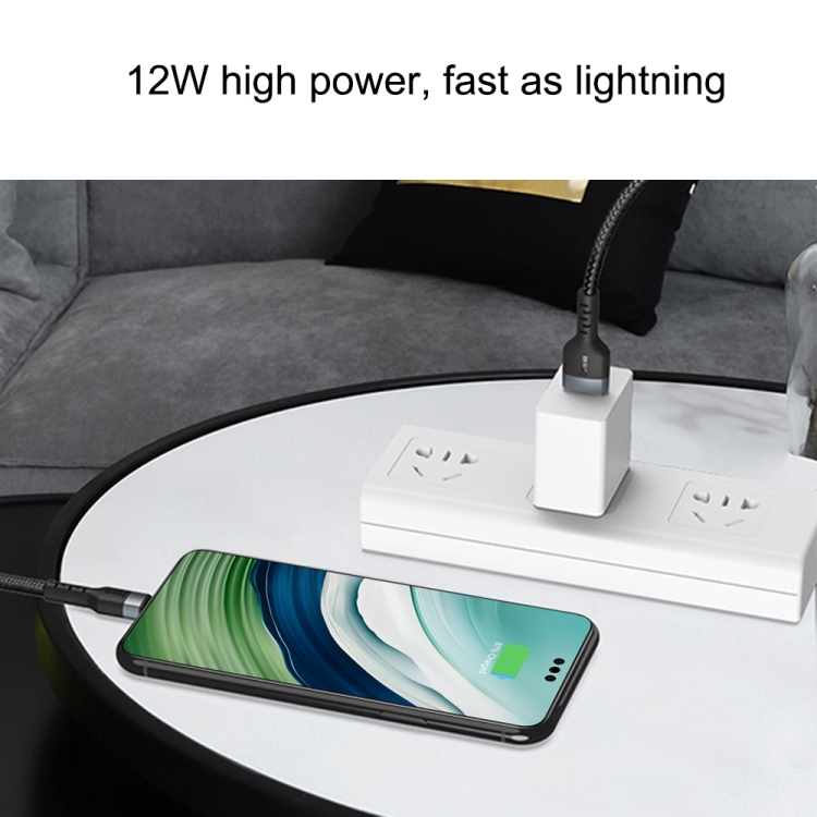 IVON CA88 12W 2.4A USB to Micro USB Nylon Braid Fast Charge Data Cable, Cable Length: 1m, Micro USB 3 IVON CA88 12W 2.4A USB to Micro USB Nylon Braid Fast Charge Data Cable, Cable Length: 1m, Micro USB - Image 3