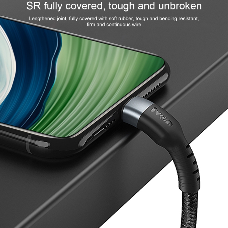 IVON CA88 12W 2.4A USB to Micro USB Nylon Braid Fast Charge Data Cable, Cable Length: 1m, Micro USB 5 IVON CA88 12W 2.4A USB to Micro USB Nylon Braid Fast Charge Data Cable, Cable Length: 1m, Micro USB - Image 5