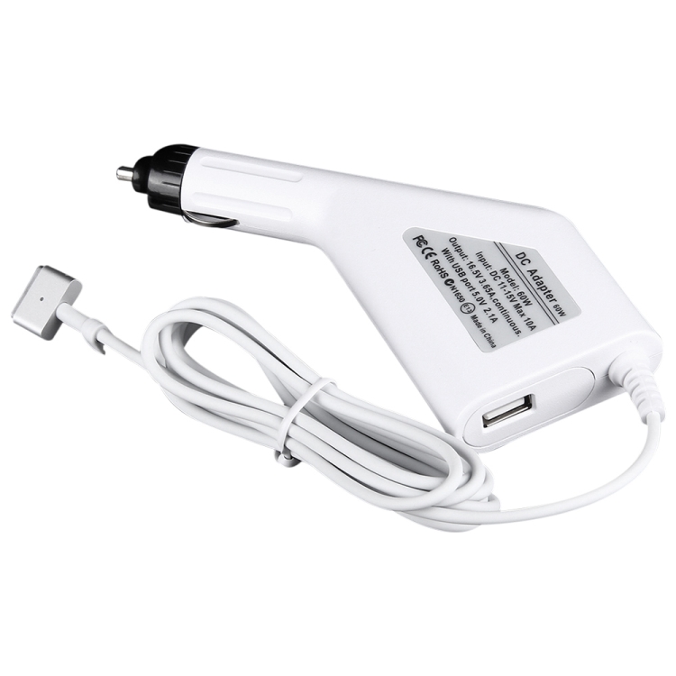 60W 16.5V 3.65A 5 Pin T Style MagSafe 2 Car Charger with 1 USB Port for Apple Macbook A1465 / A1502 / A1435 / MD212 / MD2123 / MD662, Length: 1.7m 2 60W 16.5V 3.65A 5 Pin T Style MagSafe 2 Car Charger with 1 USB Port for Apple Macbook A1465 / A1502 / A1435 / MD212 / MD2123 / MD662, Length: 1.7m - Image 2