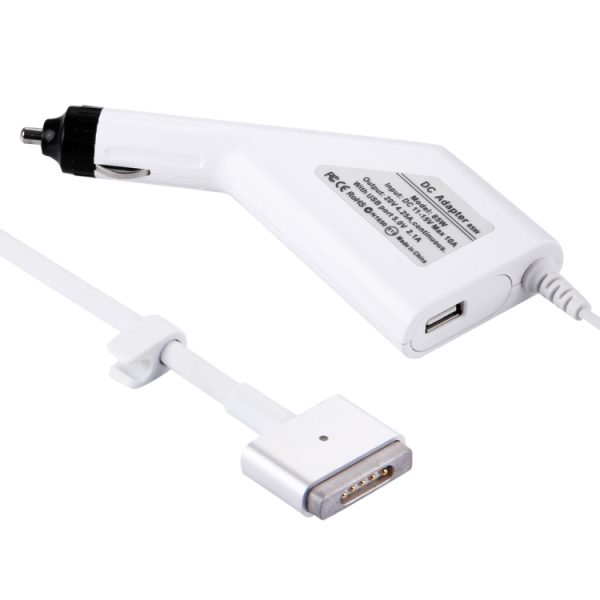 MBC1384W-1.jpg 85W 20V 4.25A 5 Pin T Style MagSafe 2 Car Charger with 1 USB Port for Apple Macbook A1398 / A1424 / MC975 / MC976 / ME664 / ME665, Length: 1.7m, 85W 20V 4.25A