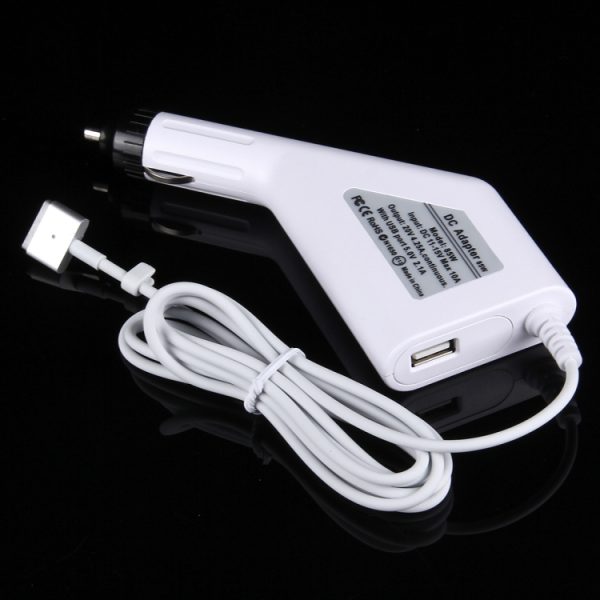 MBC1384W_1.jpg 85W 20V 4.25A 5 Pin T Style MagSafe 2 Car Charger with 1 USB Port for Apple Macbook A1398 / A1424 / MC975 / MC976 / ME664 / ME665, Length: 1.7m, 85W 20V 4.25A