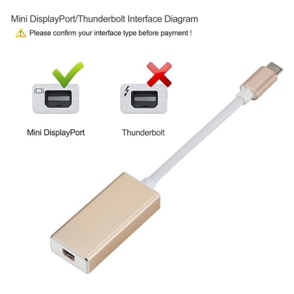 MBC7815S_3.jpg USB-C / Type-C 3.1 Male to Mini DP Female HD Converter, Length: 12cm, Silver, Gold