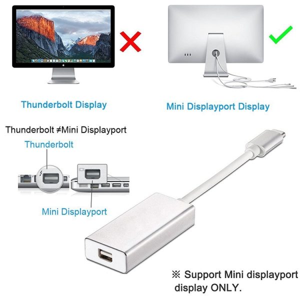 MBC7815S_4.jpg USB-C / Type-C 3.1 Male to Mini DP Female HD Converter, Length: 12cm, Silver, Gold