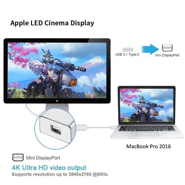 MBC7815S_7.jpg USB-C / Type-C 3.1 Male to Mini DP Female HD Converter, Length: 12cm, Silver, Gold