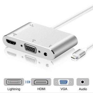 3 in 1 8 Pin to HDMI / VGA / Audio Adapter