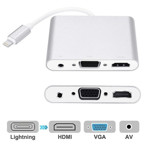PC0210S_1.jpg 3 in 1 8 Pin to HDMI / VGA / Audio Adapter