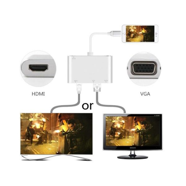 PC0210S_4.jpg 3 in 1 8 Pin to HDMI / VGA / Audio Adapter