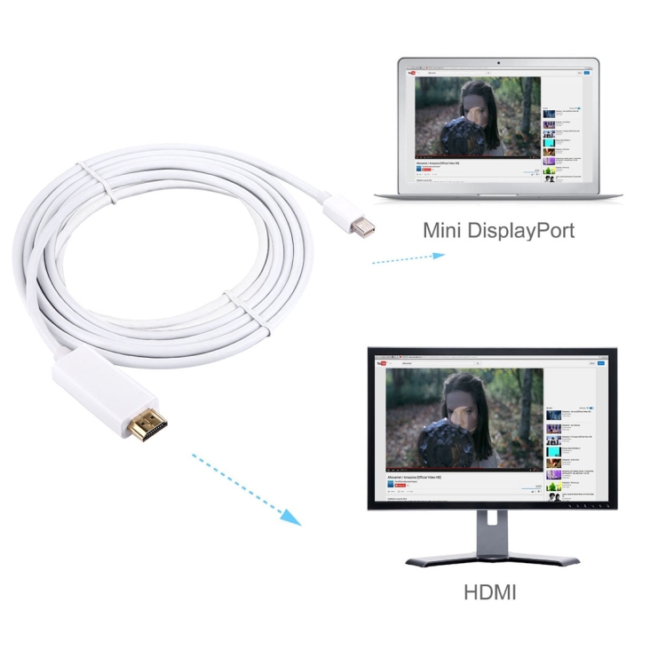 3m Mini DisplayPort Male to HDMI Male Adapter Cable 6 3m Mini DisplayPort Male to HDMI Male Adapter Cable - Image 6