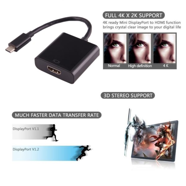 PC6303_4.jpg USB-C / Type-C 3.1 Male to HDMI female Adapter Cable, Length: About 10cm, For Galaxy S9 & S9 + & S8 & S8 + & Note 8 / HTC 10 / Huawei Mate 10 & Mate 10 Pro & P20 & P20 Pro / MacBook 12 inch / MacBook Pro