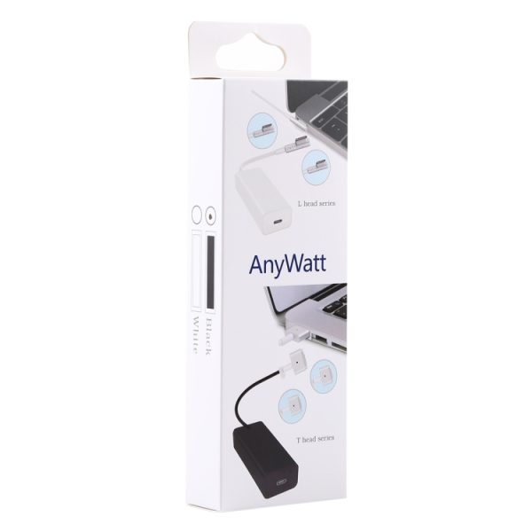 PC6502B_4.jpg AnyWatt 85W USB-C / Type-C Female to 5 Pin MagSafe 1 Male L Head Series Charge Adapter Converter for MacBook, 85W Black