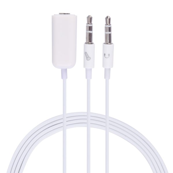 S-MAC-0233_3.jpg 3.5mm Female to 3.5mm Male Microphone Jack + 3.5mm Male Earphone Jack Adapter Cable for Apple Computer, Length: 78cm(White)